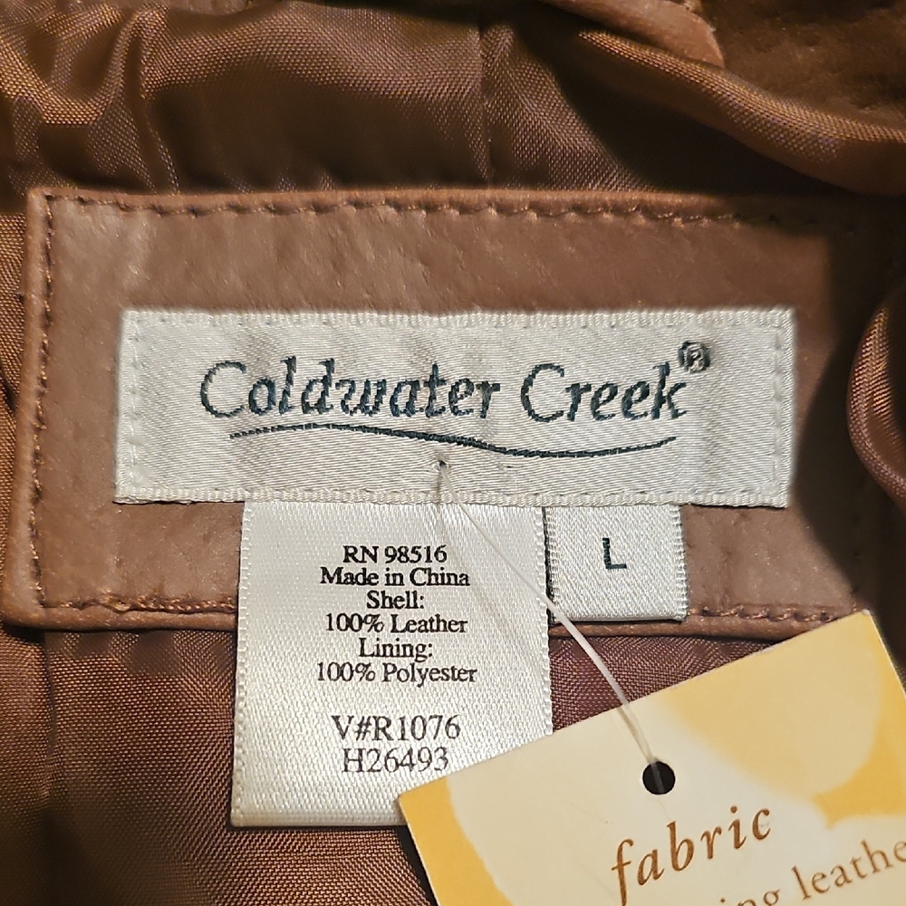 Coldwater Creek Tan Leather Jacket Womans Large - Picture 5 of 15